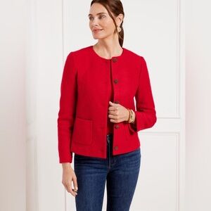 Talbots Plus Berkshire Wool Blend Crop Jacket Red Size 18 Career Casual Office
